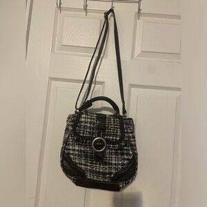 Icing Claire’s Plaid Crossbody Purse Grey Black Plaid Shows A Little Wear